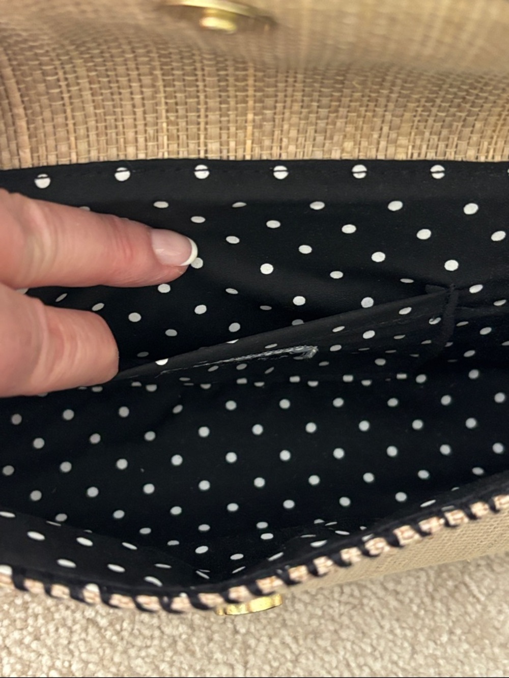 Mud Pie Cream and Black Bow Clutch Wristlet - Picture 7 of 10